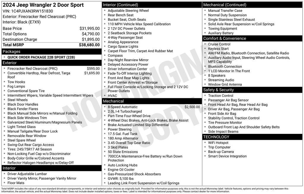 2024 Jeep Wrangler 2-Door Sport 4x4