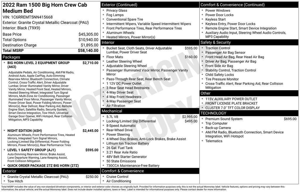 2022 RAM 1500 Big Horn Crew Cab 4x2 6'4" Box