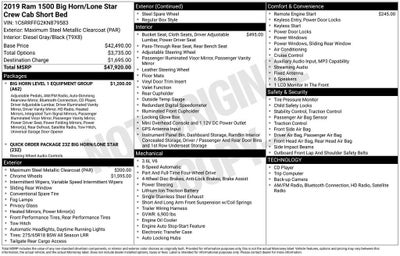 2019 RAM 1500 Big Horn/Lone Star Crew Cab 4x4 5'7" Box