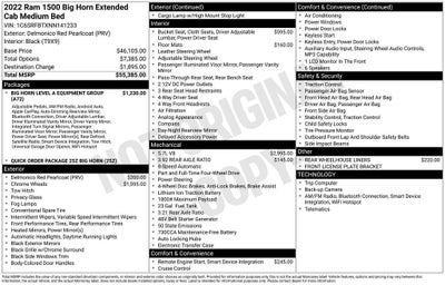 2022 RAM 1500 Big Horn Quad Cab 4x4 6'4" Box