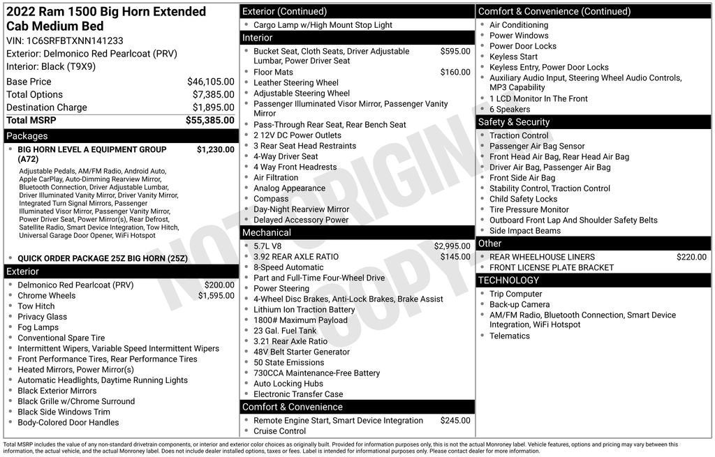 2022 RAM 1500 Big Horn Quad Cab 4x4 6'4" Box