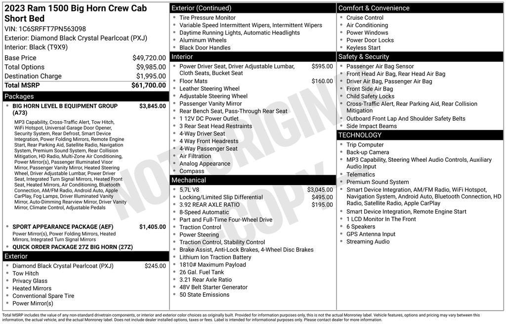 2023 RAM 1500 Big Horn Crew Cab 4x4 5'7" Box