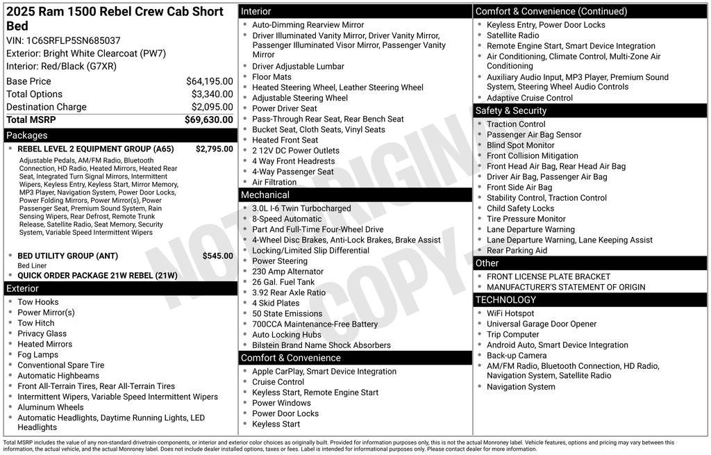 2025 RAM 1500 Rebel Crew Cab 4x4 5'7" Box