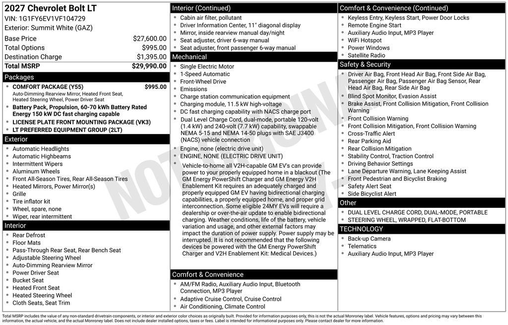 2027 Chevrolet Bolt LT