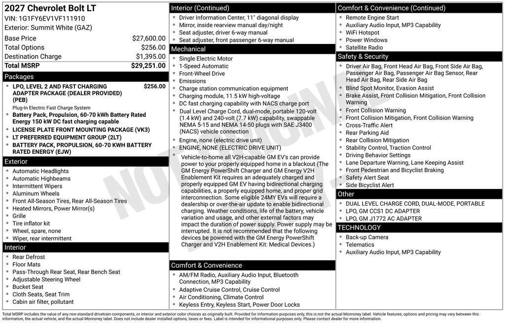 2027 Chevrolet Bolt LT
