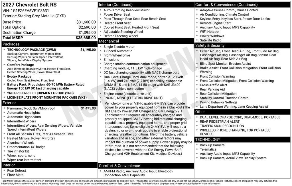 2027 Chevrolet Bolt RS