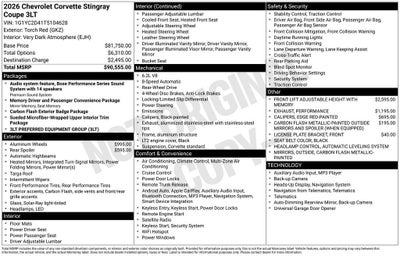 2026 Chevrolet Corvette Stingray 3LT