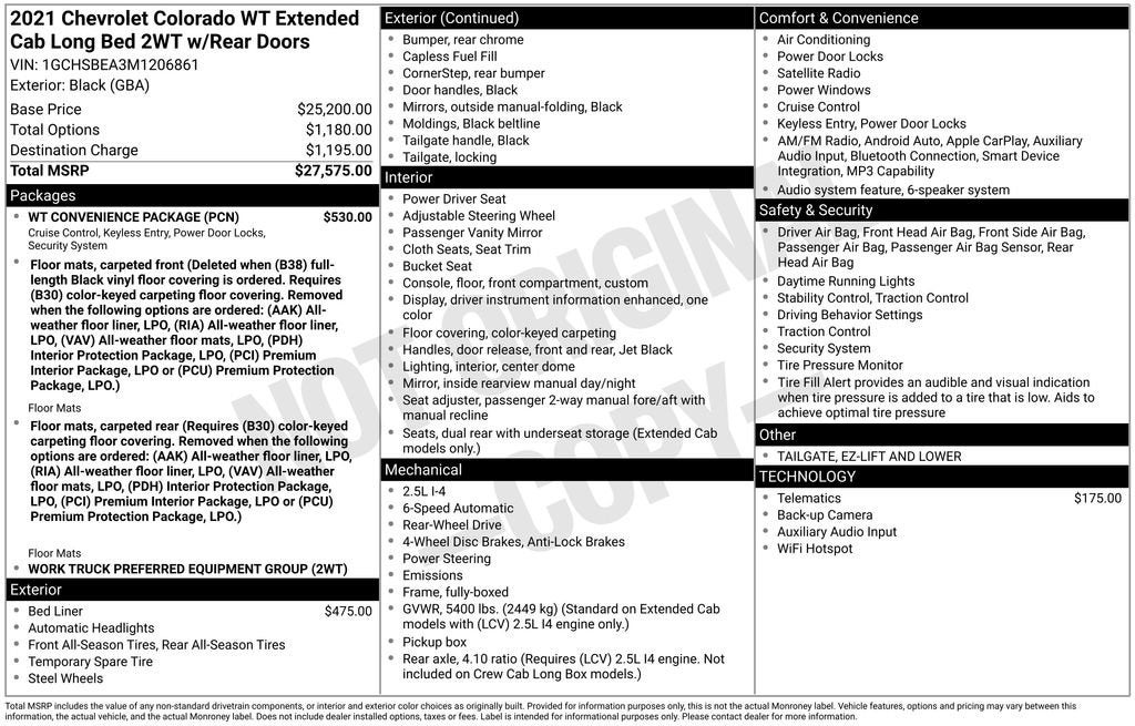 2021 Chevrolet Colorado 2WD Work Truck