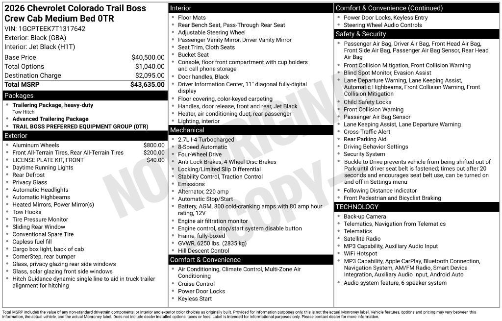 2026 Chevrolet Colorado Trail Boss