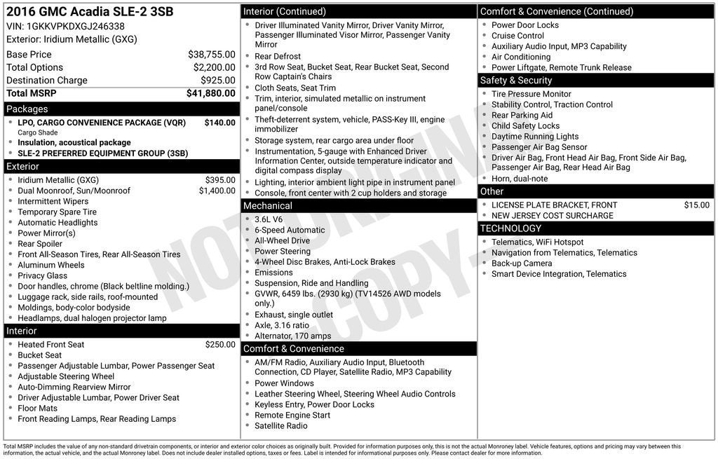 2016 GMC Acadia SLE