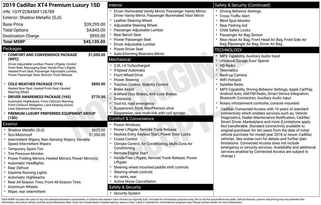 2019 Cadillac XT4 FWD Premium Luxury