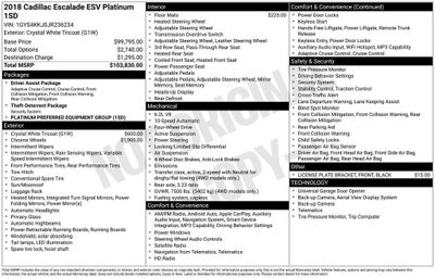 2018 Cadillac Escalade ESV Platinum