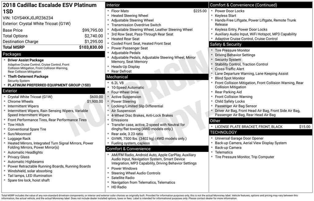2018 Cadillac Escalade ESV Platinum