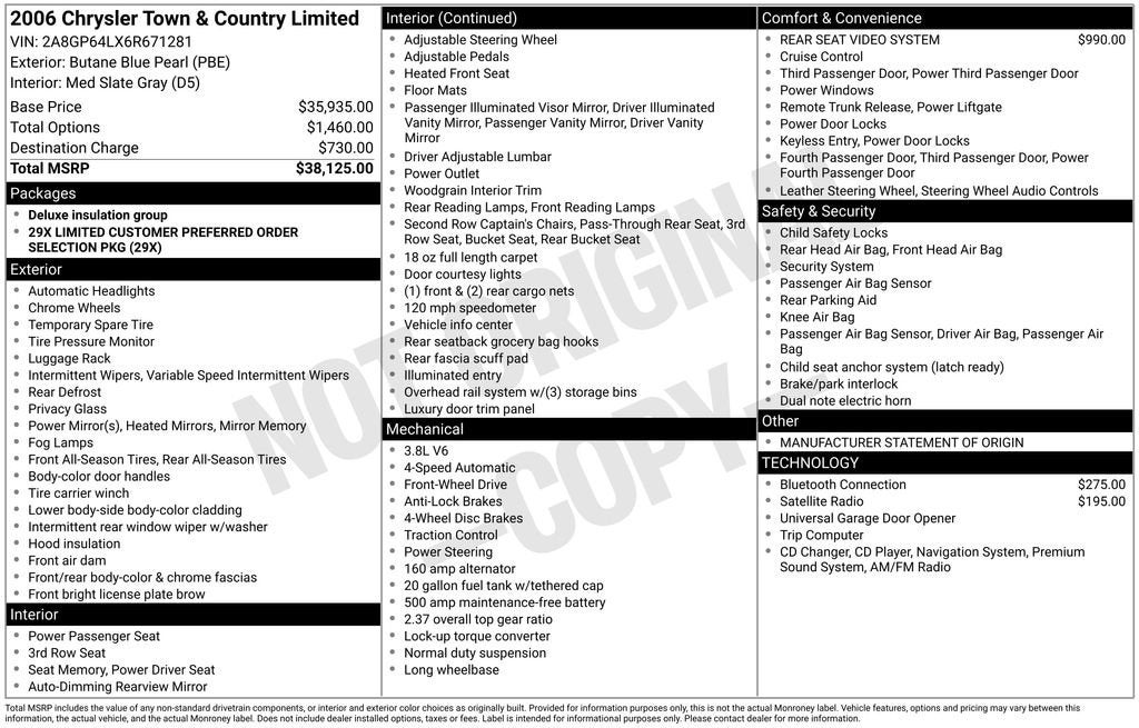 2006 Chrysler Town & Country LWB Limited