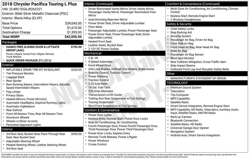 2018 Chrysler Pacifica Touring L Plus