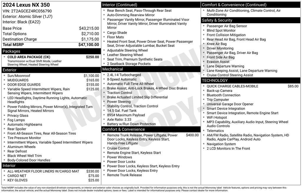2024 Lexus NX 350 NX 350