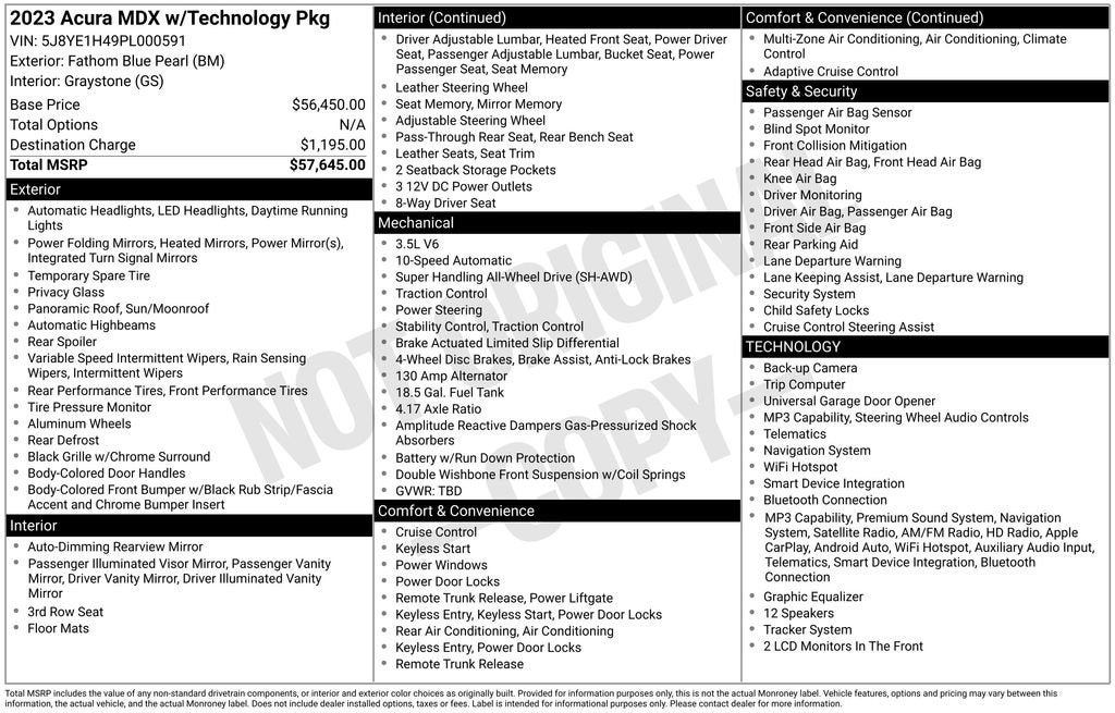 2023 Acura MDX Technology Package