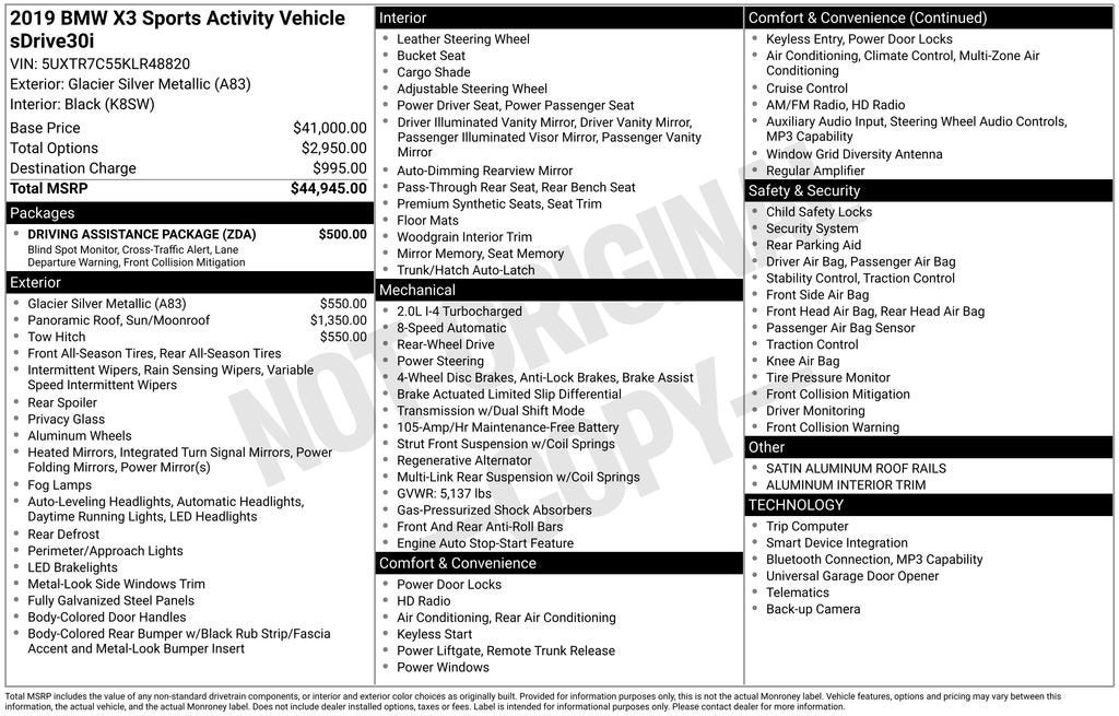 2019 BMW X3 sDrive30i