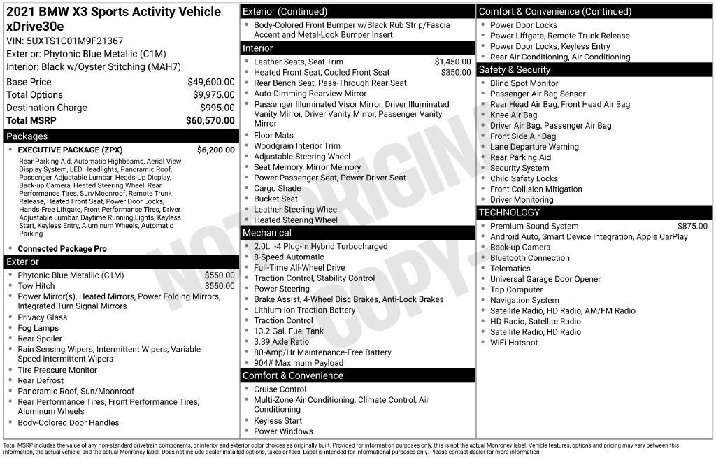2021 BMW X3 PHEV xDrive30e