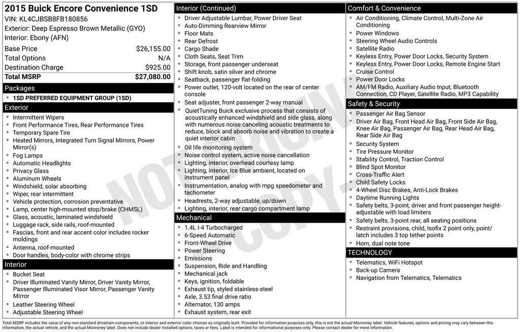 2015 Buick Encore Convenience