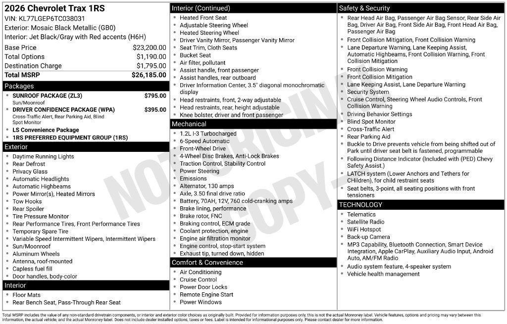 2026 Chevrolet Trax 1RS