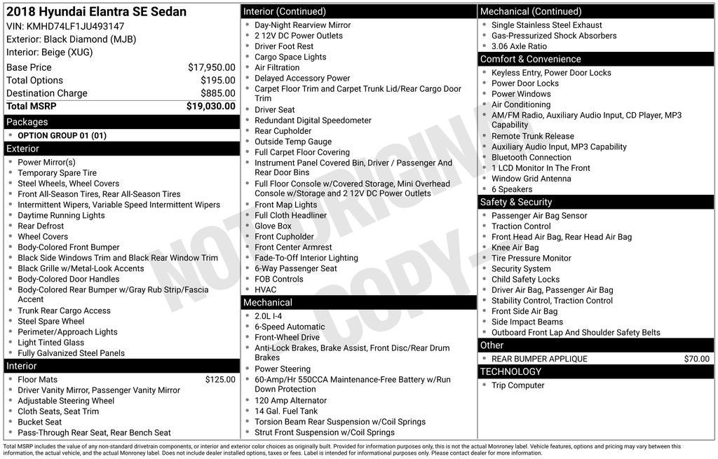 2018 Hyundai Elantra SE