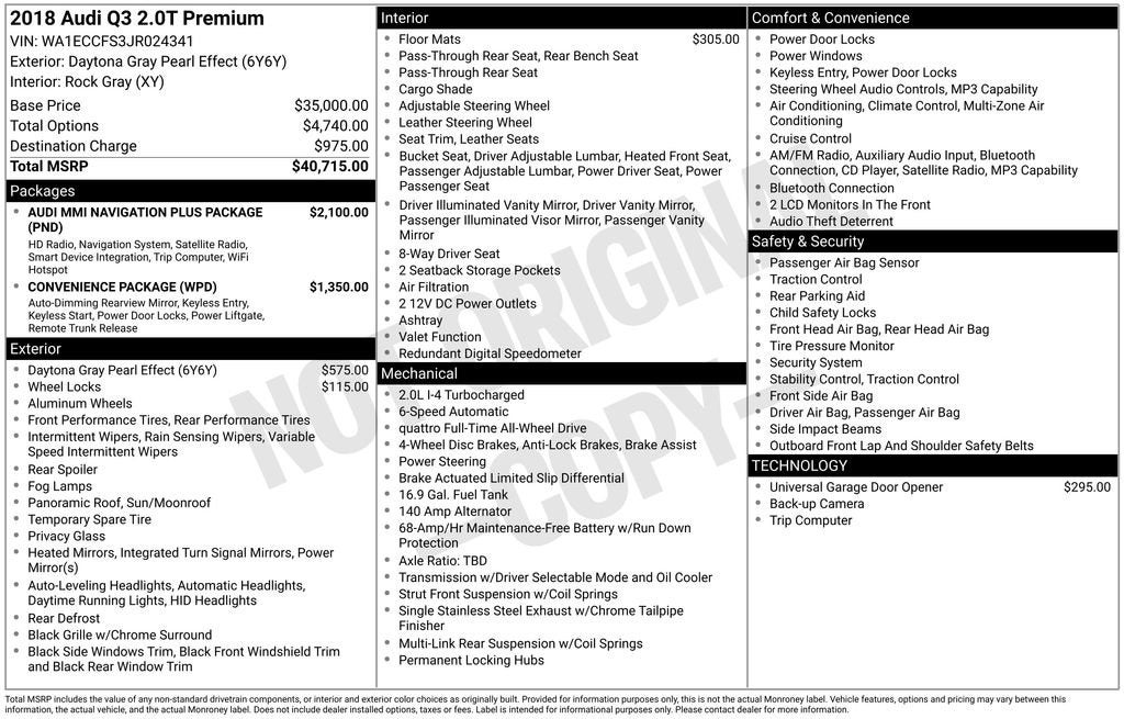 2018 Audi Q3 2.0T Premium