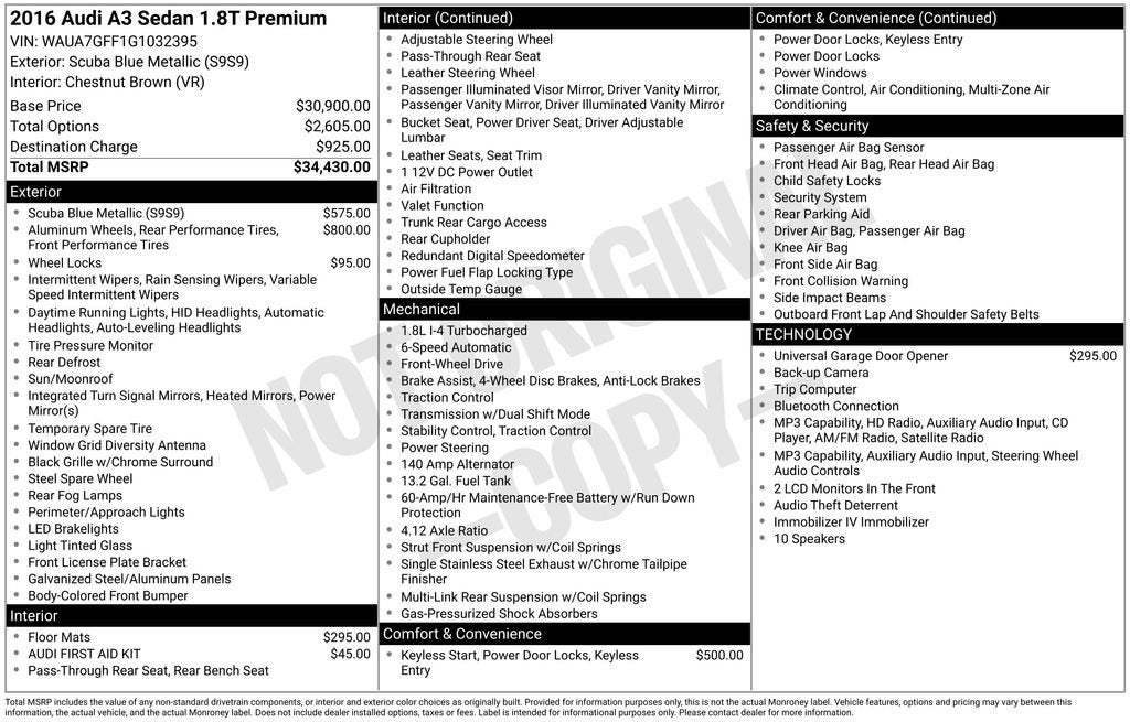 2016 Audi A3 1.8T Premium