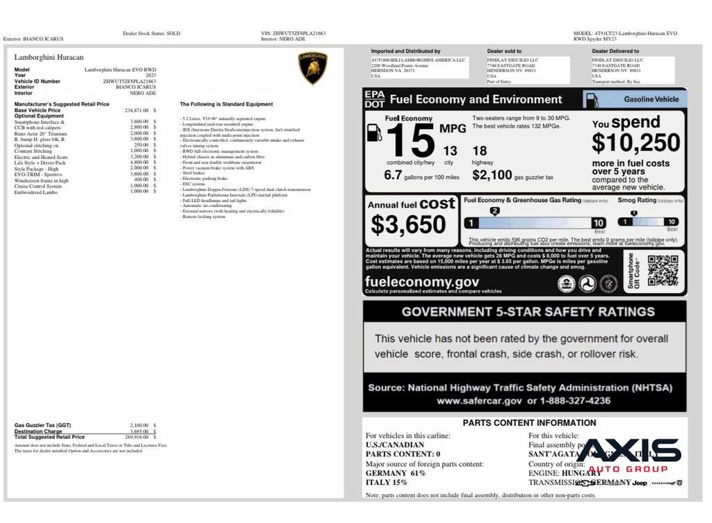 2023 Lamborghini Huracan EVO Spyder RWD